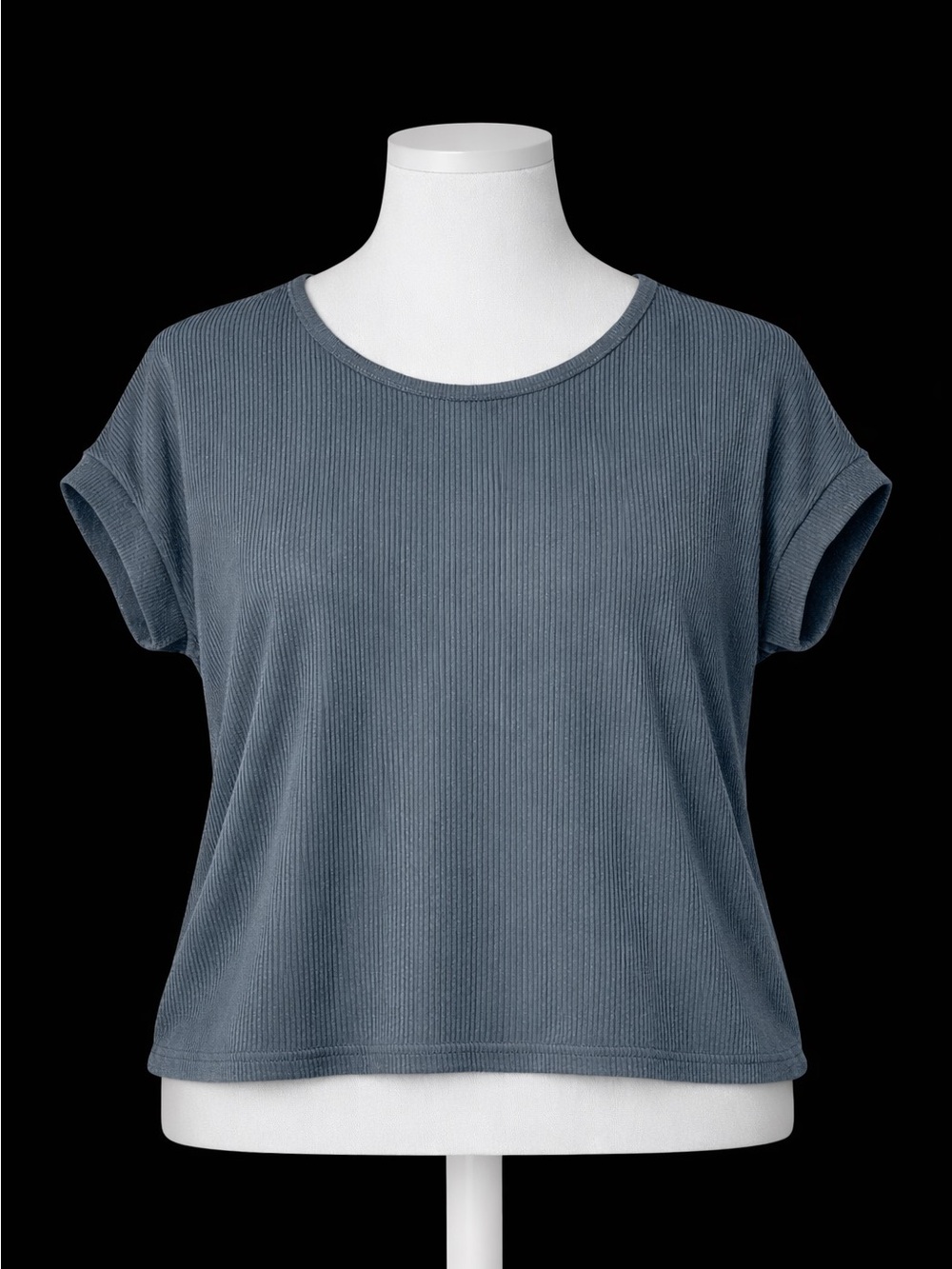Green Envelope Women's Ribbed Crop Tee — Slate Blue